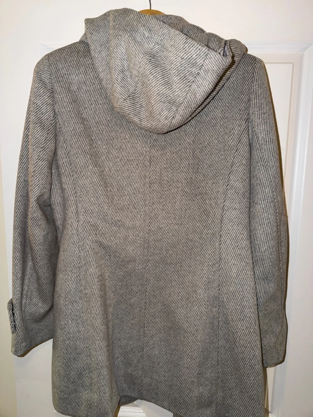 Calvin Klein Light Gray Hooded Wool-Blend Peacoat - Picture 8 of 8